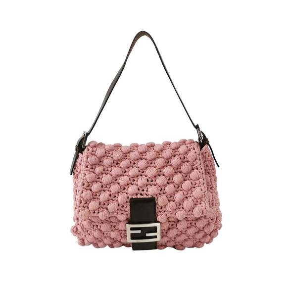 Fendi Handbags - Fendi Mamma Baguette Bag Pink Crochet Shoulder Bag